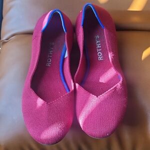 Rothy's Women's Burgundy Flats with Blue Trim
